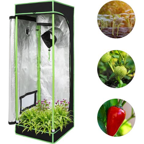 Jiubiaz Growbox Indoor Pflanzzelt mit Reißverschluss, Kabelöffnungen und reflektierender Innenfolie 40x40x120cm (1/5)