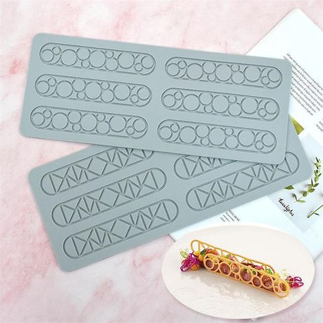 2pcs-new Geometric Circle Fondant Lace Pad Chocolate Candy Crisp Cake Decoration Plate Moulds (1/5)