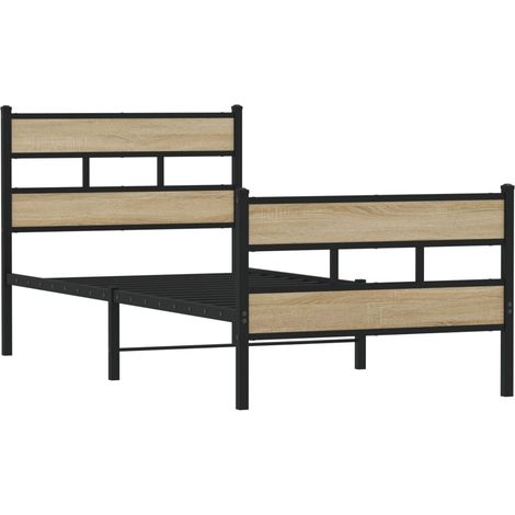 Estructura de cama sin colchón metal roble Sonoma 80x200 cm vidaXL