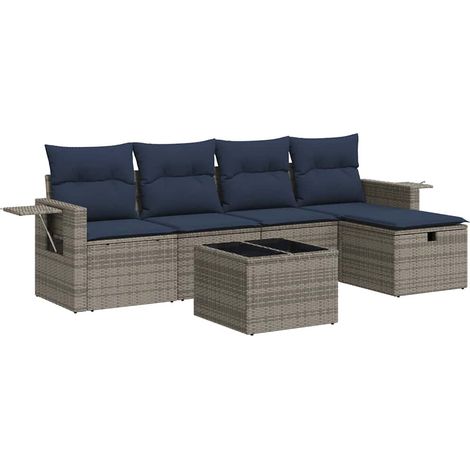 Maison Exclusive - 6-tlg. Garten-Sofagarnitur mit Kissen Grau Pol