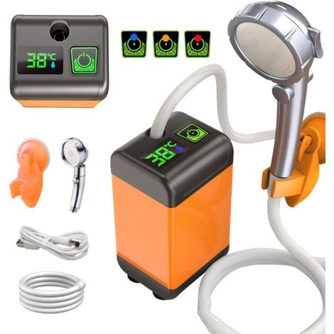 Douche Portable - PRUMYA - Pompe de Douche Électrique - Affichage Intelligent - 7800mAh - 3 Vitesses