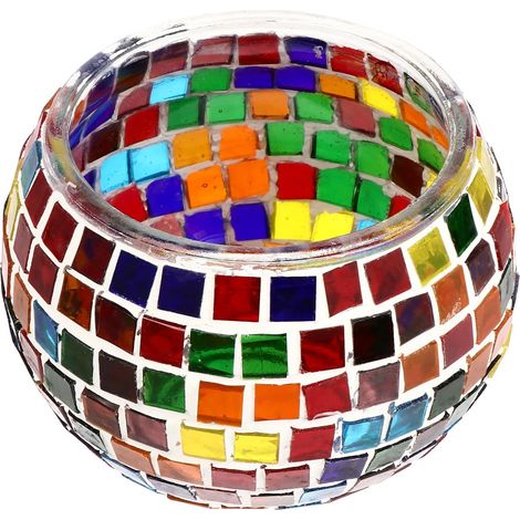 Handmade Mosaic Glass Candlestick, Turkish Style, Decorative Bowl (1/5)