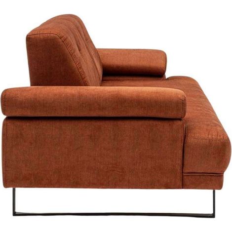 Cotecosy – Canapé droit 2 places tissu doux orange – Pieds métal noir – Longueur 199 cm – Confort supérieur et design moderne (1/5)