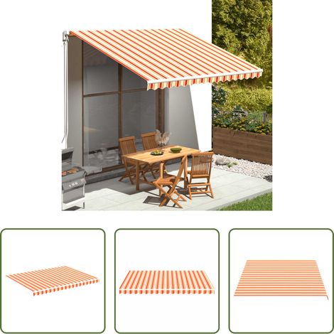 Parasol de jardin - Tissu de remplacement pour auvent Jaune et orange 4x3 m (1/5)