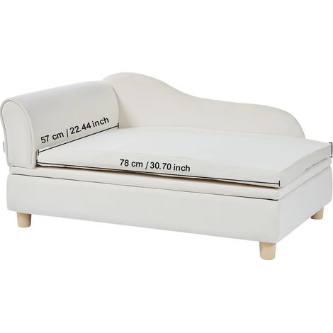 Canapé pour animaux, Lit en velours confortable, Construction durable, Blanc 36x23x16 in (1/2)
