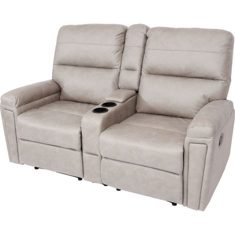 Poltrona da cinema 2 posti HHG-371 regolabile tessuto grigio chiaro