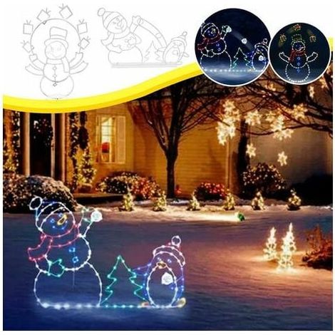 Snowman - Marco Luminoso Animado con Pingüino - Decoración Navideña Exterior - Para Jardín o Terraza - 1 Unidad (1/5)