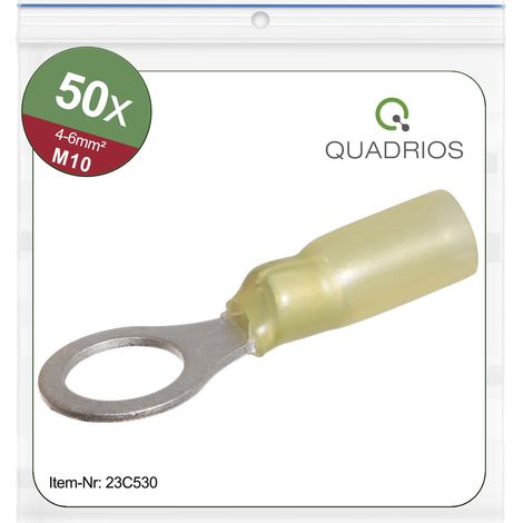 Quadrios 23C530 Ringkabelschuh  Querschnitt (max.)=6 mm² Loch-Ø=10.5 mm Teilisoliert Gelb 50 St.