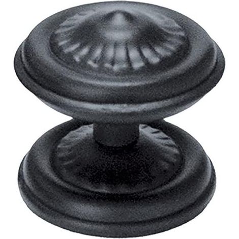 FPLUS pomo forjado 80 plac.80  73054 , Pomo tirador de puerta en hierro forjado negro con placa de 80 mm. (1/2)