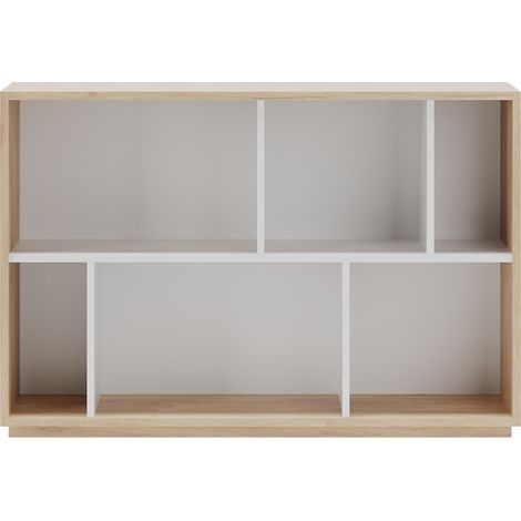 Estantería librería, colección NACK, con 2 niveles de altura en melamina color roble-blanco (1/4)