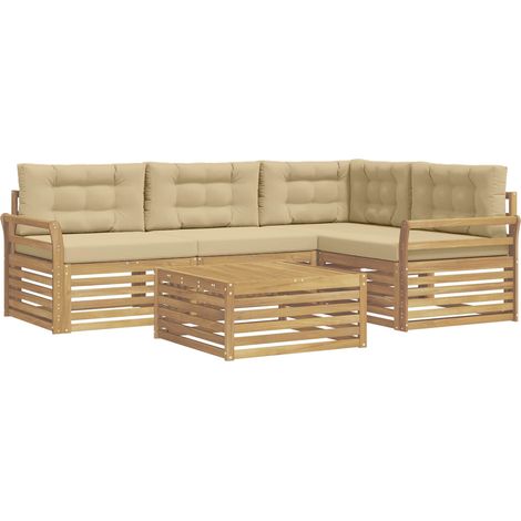 Outdoor-Sofagarnitur 5 stk. 4-Sitzer Weiß und Beige Polyester vidaXL (1/5)