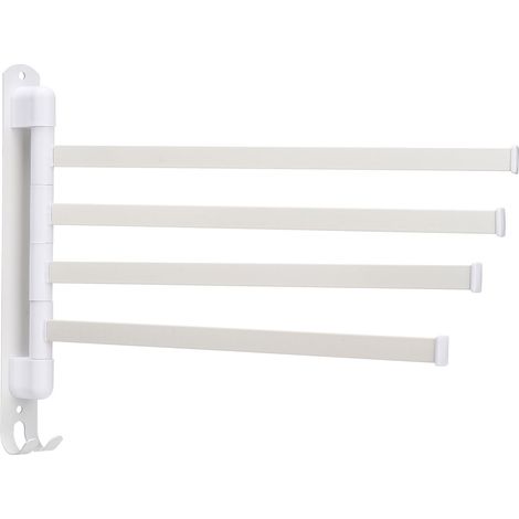 Porte-serviettes pivotant en acier inoxydable 304, barre porte-serviettes murale peu encombrante, blanc, 4 bras (1/2)
