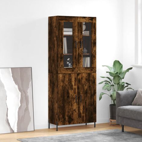 Buffet de Salon,Buffet Commode industriel haut Chêne fumé 69,5x34x180 cm Bois d'ingénierie -QS66897 (1/5)