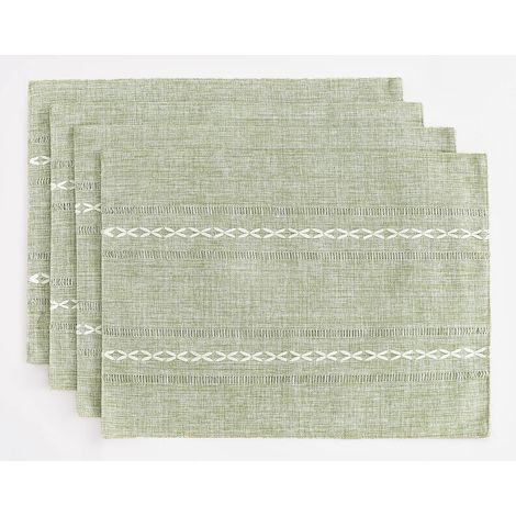 Set de Table Vert Sauge Lavable, Set de Table Coton et Lin, Lot de 4 (1/5)