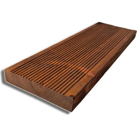 Pavimento in Legno Antiscivolo da 14,5x2,7 cm, 5pz da 200 cm, colore TEAK (1/3)