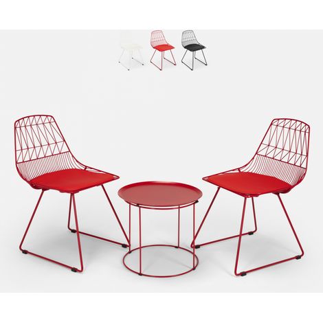 Set tavolo e 2 sedie design da interno ed esterno giardino casa bar Etzy - Rosso (1/5)