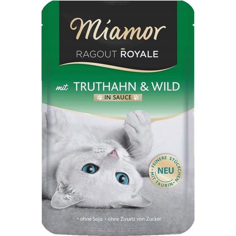 Miamor Ragout Royale - Tacchino con Cervo, cibo umido per gatti adulti, 100 g (1/2)