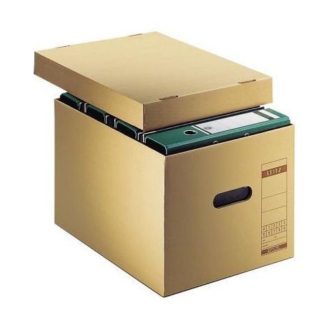 LEITZ Archivbox Leitz Premium 33,5 x 28 x 44 cm (B x H x T) DIN A4 mit Archivdruck Wellpapperecycelt/Natronpapier kaschiert naturbraun (1/4)