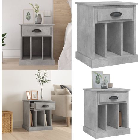 Nachttisch Betongrau 43x36x50 cm - Nachttisch - Beistelltisch - Wohnzimmermöbel - Schlafzimmerschreibtisch - Grau - Home & Living