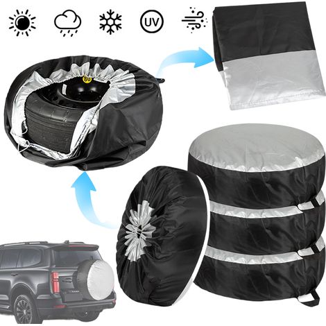 Housse Pour Pneu - Tissu Oxford 210D Imperméable Et Antipoussière - Adaptée Pour Voitures Berlines SUV Et Véhicules Utilitaires - Lot De 4 (1/5)