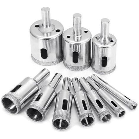 Set di 10 punte diamantate multiuso per vetro, piastrelle, marmo, granito, ceramica - Utensili per trapano elettrico - da 8 mm a 50 mm (1/4)