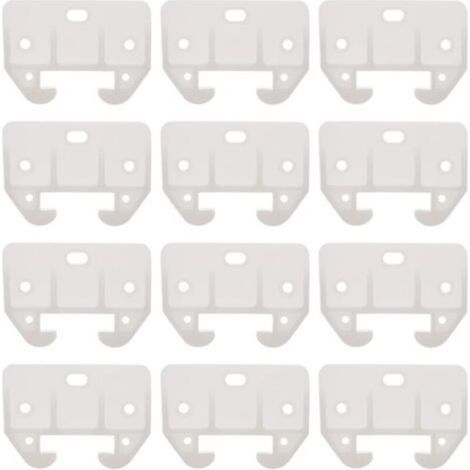 12Pcs Guide de Rail de Tiroir en Plastique Blanc Guide de Tiroir de Commode Pièces de Glissières de Remplacement de Meubles pour Commodes Huches Table de Chevet Et Systèmes de