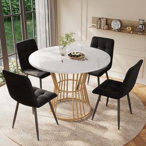 Table de salle à manger 100 x 100 x 75 cm, structure en MDF,Table de salon cuisine, table de petit-déjeuner - et table de petit-déjeuner restaurant, blanc (1/5)