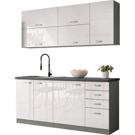 Conjunto de cocina modular Multi White 124 , 180x50cm, Aglomerado laminado