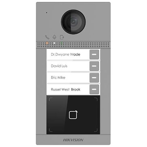 Hikvision – Interphone vidéo WiFi/IP 4 boutons – Caméra HD 2Mpx – Lecteur MIFARE – Étanche IP65 – Alimentation PoE – Installation en saillie