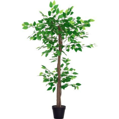 Pianta artificiale di tè con 546 foglie realistiche e vaso in cemento da 120 cm, verde (1/5)
