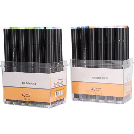 48 Marqueurs Double Pointe Couleurs Doux Stylo Pinceau Dessin Peinture Fournitures pour Anime BD Croquis Teint Chair (1/5)
