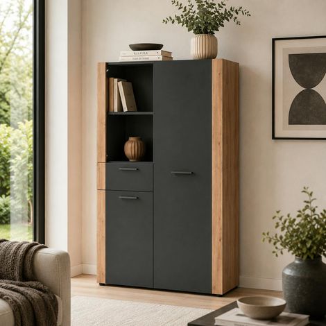 Buffet haut gris foncé 2 portes 1 tiroir ALVA (1/4)