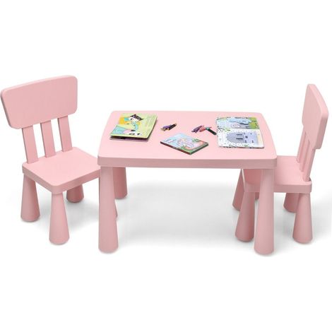 Mesa infantil y 2 sillas 3 piezas grupo de asientos para ninos conjunto de muebles para ninos rosa