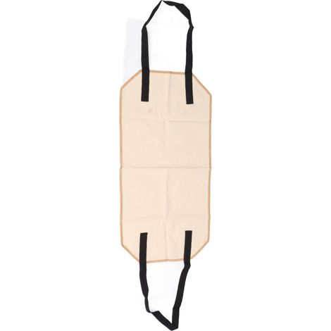 Grand sac à bûches en toile beige, résistant à l'usure, pour cheminée d'intérieur. (1/5)
