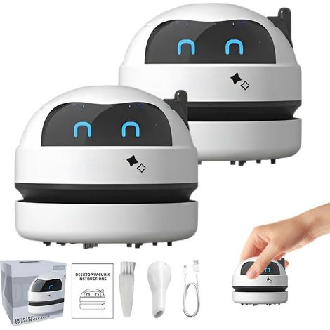 2PCS Mini Aspirateur de Table Portable sans Fil,Rechargeable par USB Aspirateur Portable À Main, Mini Aspirateur de Bureau pour Table Bureau Coussin Voiture Clavier (1/5)