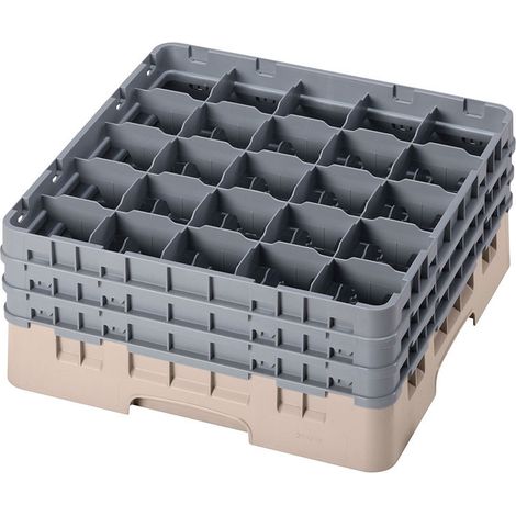 Casiers de lavage - Haut max 19.6 cm - 50 x 50 x 22.5 cm - Beige - Lot de 3 - Cambro