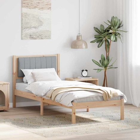 Estructura de Cama con Cabecera Tapizada Gris Claro 80 x 200 cm