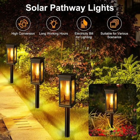 6pcs Lampes Solaires Extérieures Jardin: Lumières Led Blanc Chaud, Éclairage Solaire Ip65 Étanche, 12-14h Éclairage, Batterie 800mah, Lampes Pour Pelouse, Terrasse, Allée et Entrée de Garage
