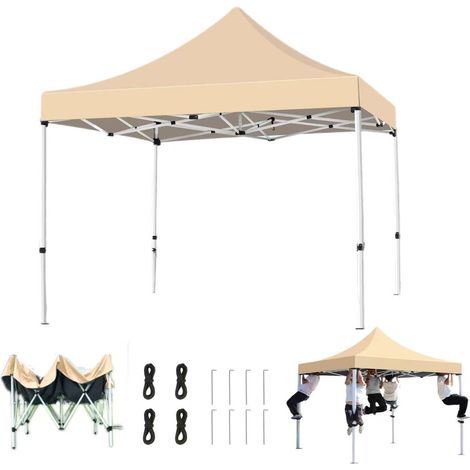 Abri anti-soleil portable pour l'extérieur, tente pop-up épaisse, hauteur réglable, structure automatique,idéale pour le camping et la plage,2,5x2,5m (1/5)