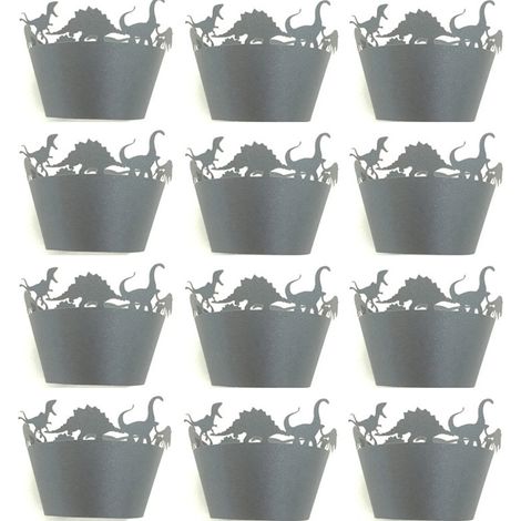 12 caissettes à cupcakes dinosaures, caissettes à muffins, plateaux de cuisson pour fêtes de mariage (noir) (1/5)