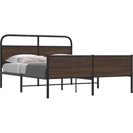 Metallbett ohne Matratze Braun Eichen-Optik 160x200 cm