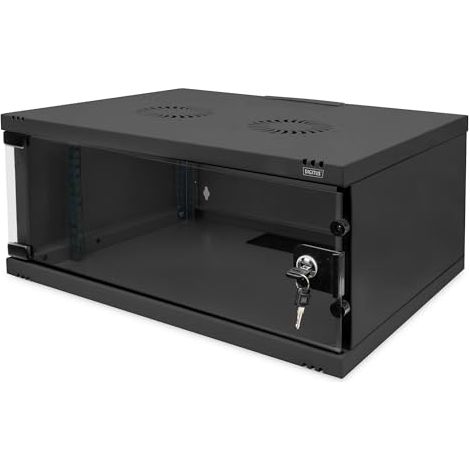 DIGITUS ARMOIRE RÉSEAU - RACK 19 POUCES 4 UH - NON MONTÉ - MONTAGE MURAL - 400 MM DE PROFONDEUR - CHARGE MAX. 60 KG - PORTE VITR