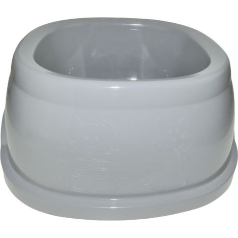 Ecuelle carrée 3 litres, gris en plastique, pour chien - animallparadise