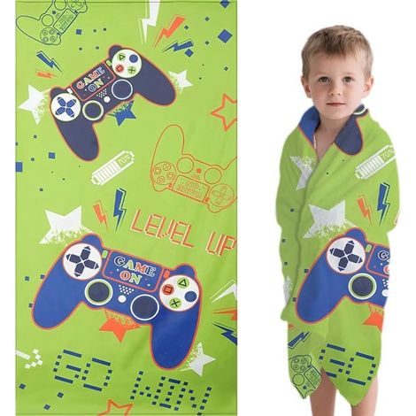 1 pieza, Toalla de baño infantil, Set de playa, Toalla de playa infantil, Toalla de playa, Unisex, Verde, 80 x 150 cm, la playa, la piscina (1/5)
