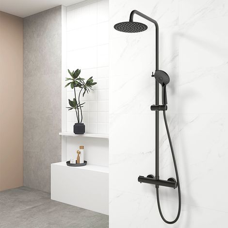 OCEAN ITALY Colonna doccia con miscelatore termostatico, acqua pressione 1-3bar, interasse dei Fori 15cm regolabile (1/5)