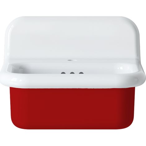 Lavabo rétro en céramique 50 cm - True Colors Lite - Petit format - Rouge (1/4)