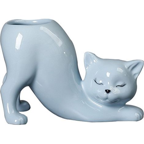 Pot Fleur en Céramique [Maniopet] Chat Grincheux Bleu 1pc (1/5)