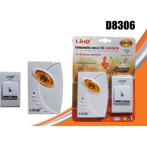 Linq - Campanello Wireless A Batteria Senza Fili 32 Melodie Casa Porta Distanza 100mt D8306 - (1/2)