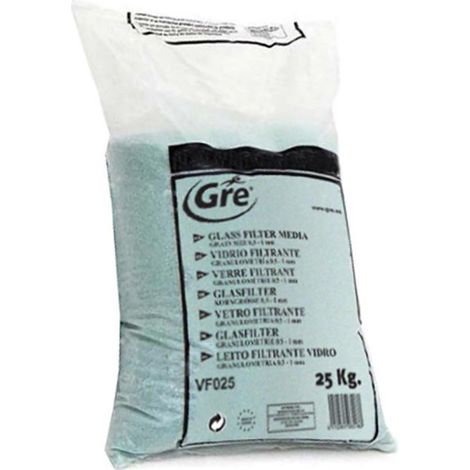 Sabbia di Vetro Filtrante per Filtro Piscina 25Kg VF025