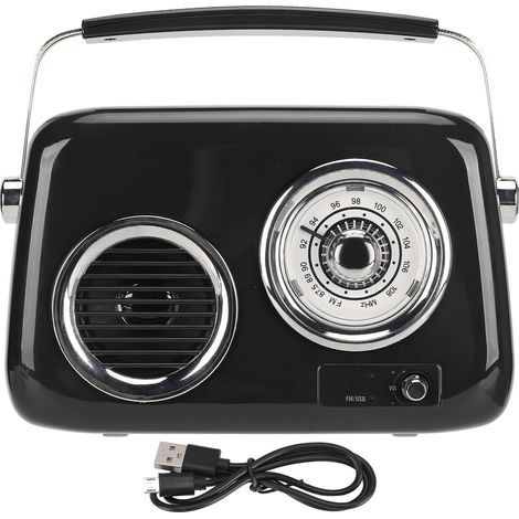 Radio Vintage Portable Bluetooth - Enceinte Rétro Style Ancien avec Son Stéréo HiFi pour Fêtes et Extérieur, Noir (1/5)